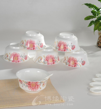 梦幻花园金钟碗 家庭实用型德化白瓷礼盒装陶瓷餐具